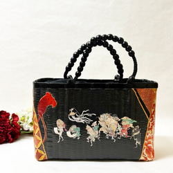 浮世絵一閑張りバック “猫と提灯” かごバッグ Momo太郎 通販 17376323