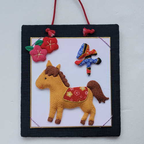 らいおんくま☆ちりめん細工 お正月の押絵タペストリー らいおんくま様