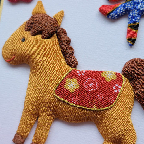 ちりめん細工 2026年 午年の馬の押絵飾り ガーランド ちりーめんくま