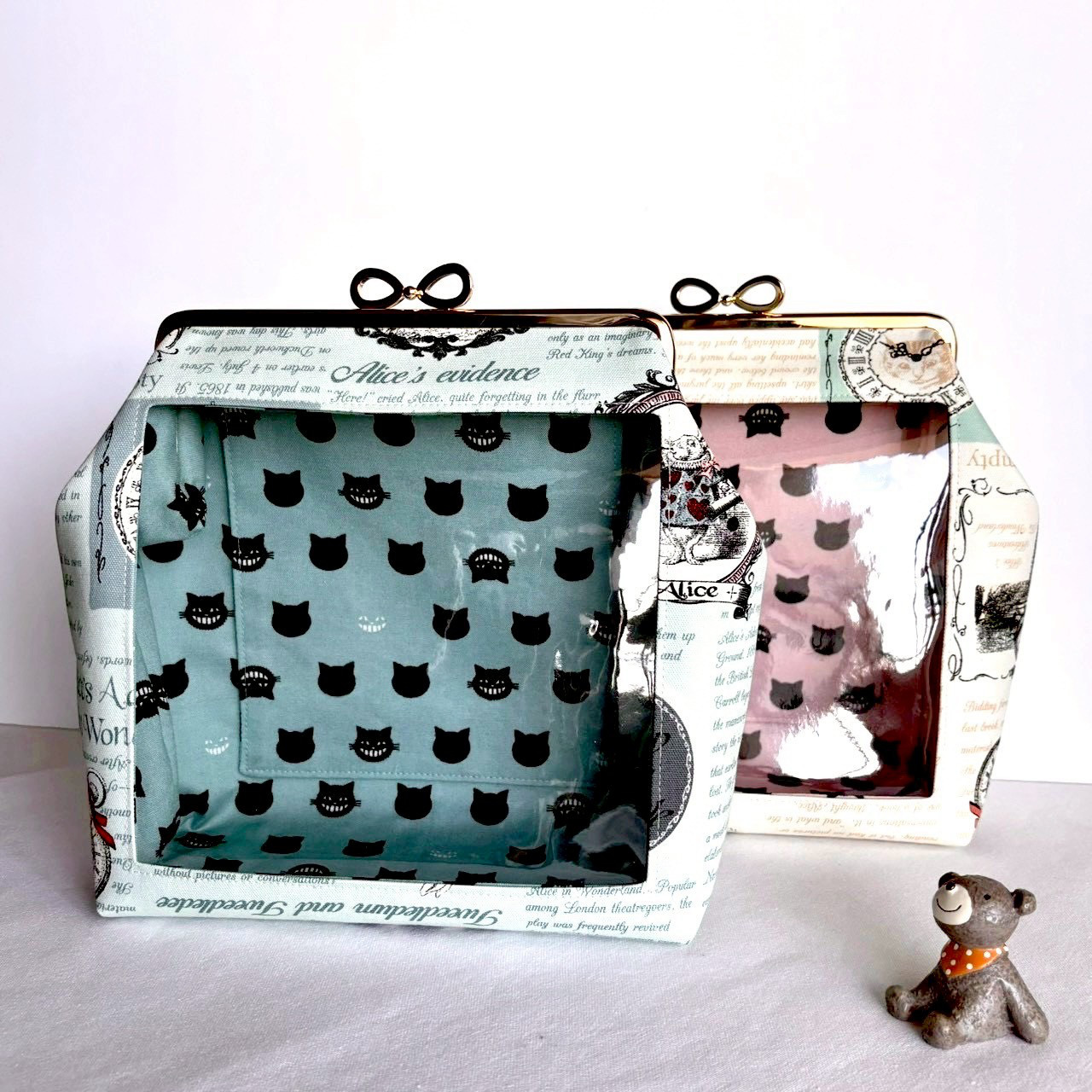 推し活ぬいポーチ＊アリス＊リボンひねり＊ブルー系・ピンク系