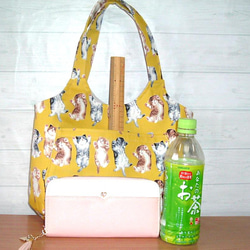 【２０％OFFクーポン配信】猫柄トートバッグ♪スマホがサッと出し入れできる外ポケット付き／両手が使える肩がけ 3枚目の画像