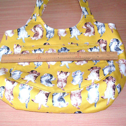 【２０％OFFクーポン配信】猫柄トートバッグ♪スマホがサッと出し入れできる外ポケット付き／両手が使える肩がけ 11枚目の画像