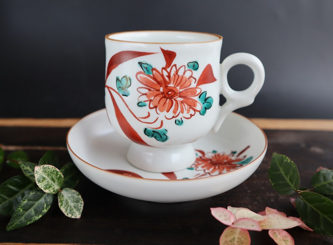 赤絵高足珈琲碗