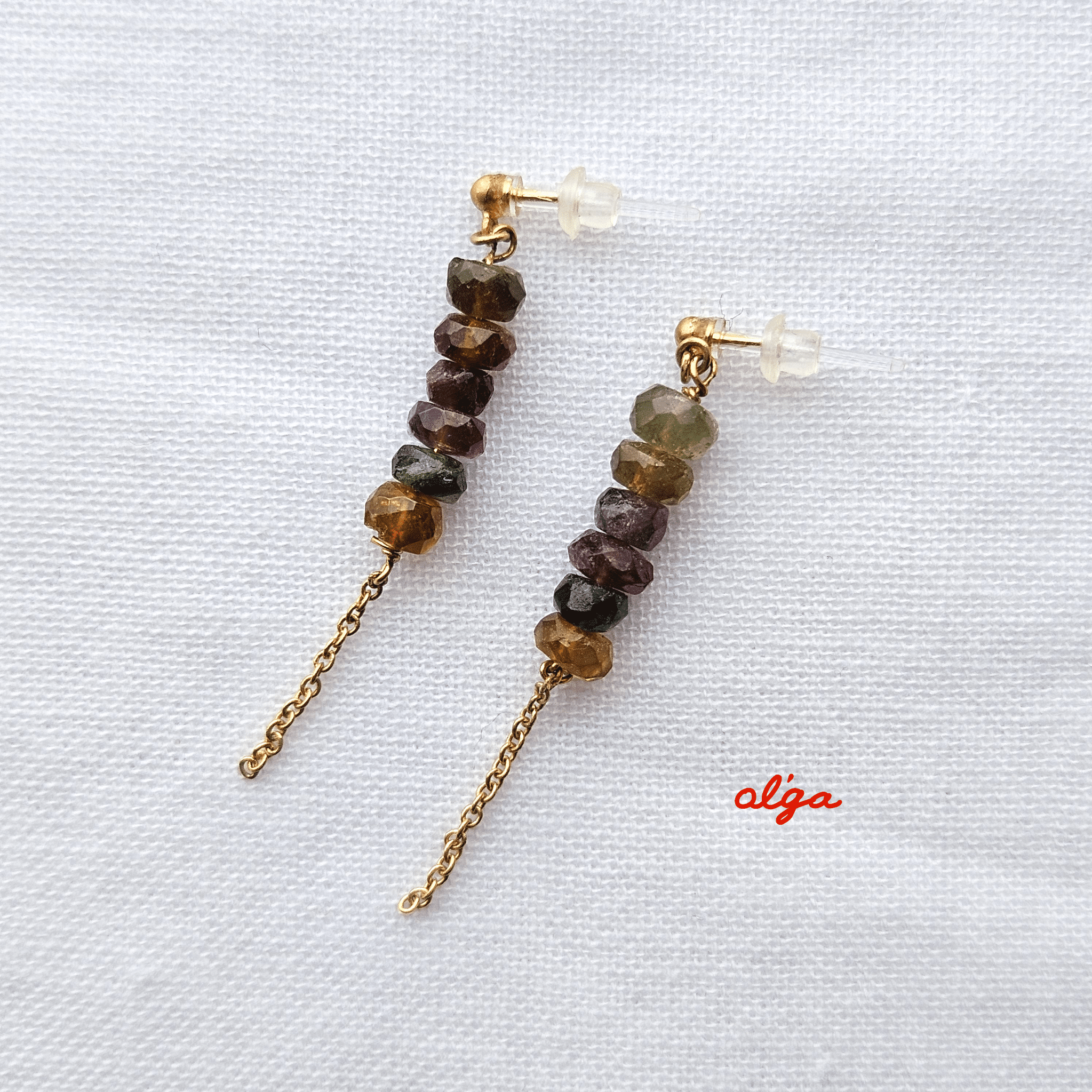 天然石ピアス ‐ マルチカラートルマリン