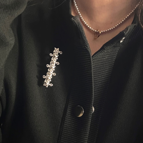 数量限定］7つ星ラインブローチ【シルバー】 ｜構築的な直線美