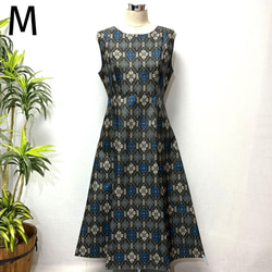 着物リメイク 大島紬ワンピース ジャンパースカート 2WAY ノースリーブ