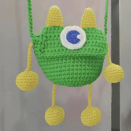 モンスター風かぎ針編みショルダーバッグ手編みの可愛い子供用バッグ