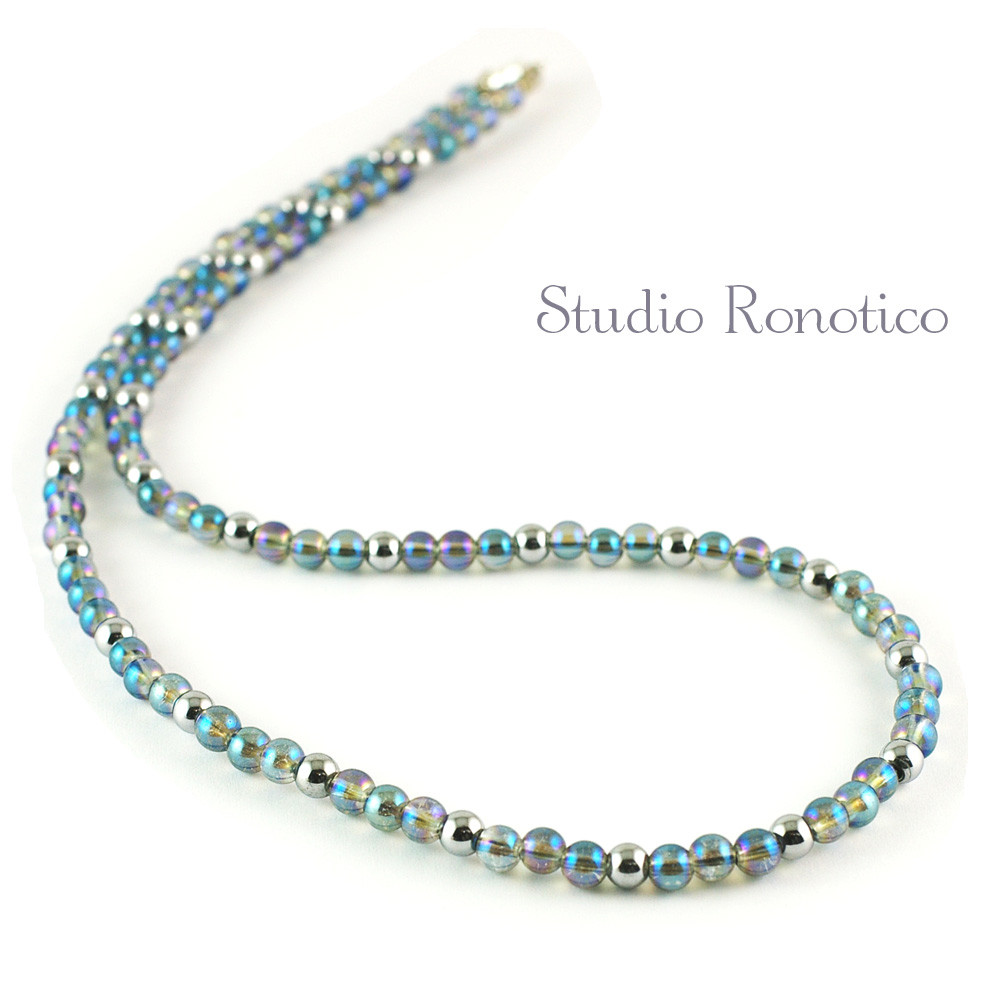 天然石 磁気ネックレス Silver925マグネットクラスプ おしゃれ ユニセックス ブルーフラッシュクリスタル