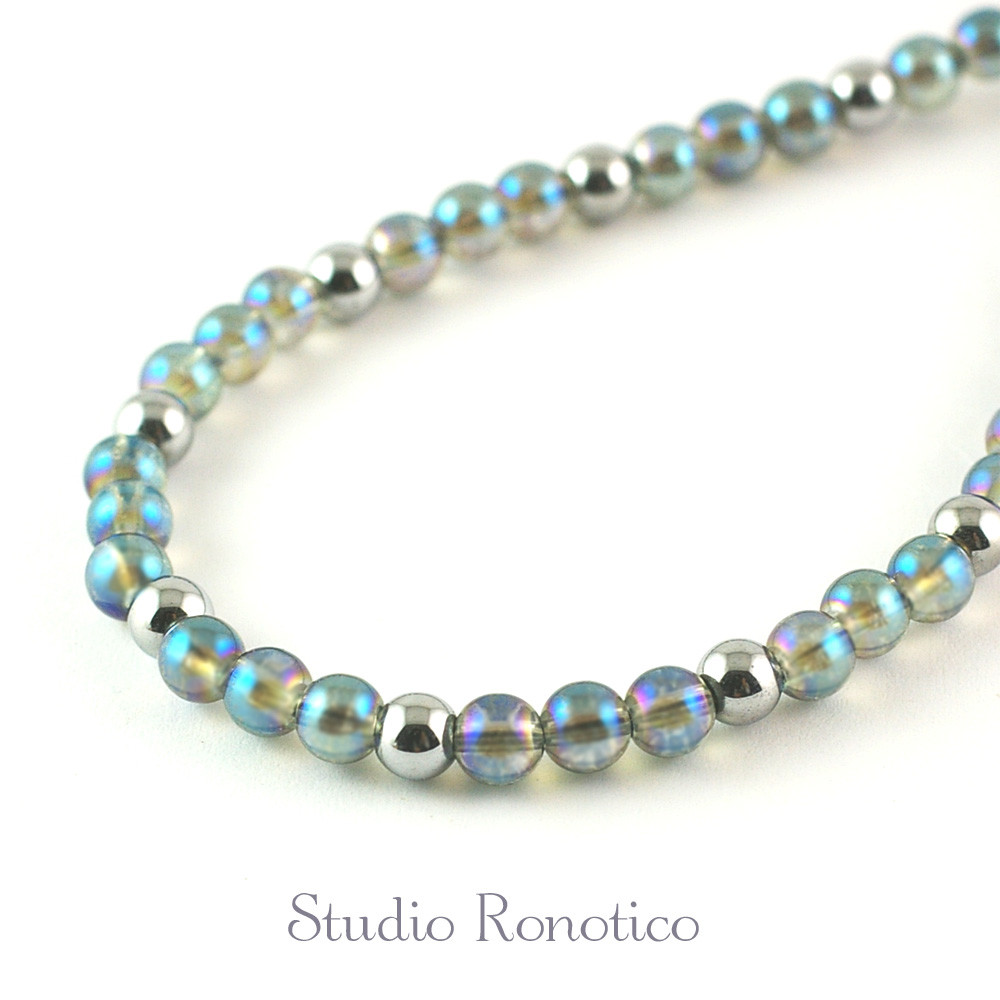 天然石 磁気ネックレス Silver925マグネットクラスプ おしゃれ ユニセックス ブルーフラッシュクリスタル