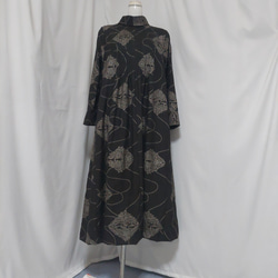 着物リメイク＊茶泥大島紬からピンタックロールカラーワンピース