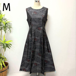 着物リメイク ワンピース ジャンパースカート 花柄 2WAY ギャザー