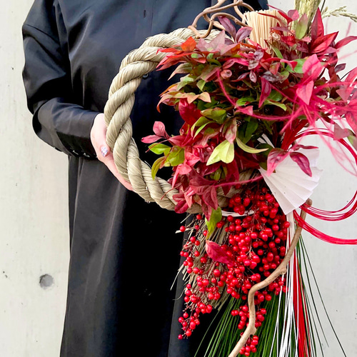 生花 大王松 しめ縄 枝付きL 【縁起を呼ぶ大王松のしめ縄飾り 枝付き