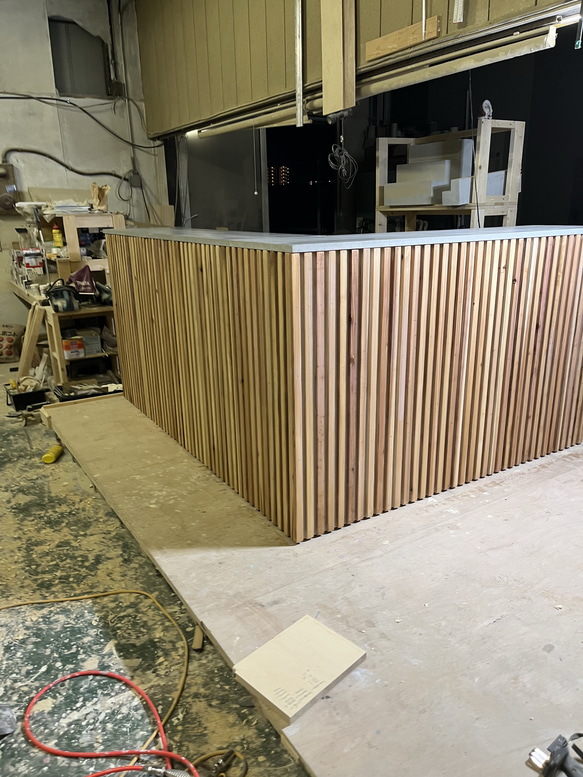 モルタル風＆木の融合　レジカウンター　受付カウンター　レジ台　オフィスカウンター 5枚目の画像