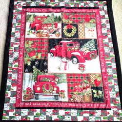 クリスマス色、ログキャビンパッチワーク、ひざ掛け、ブランケット