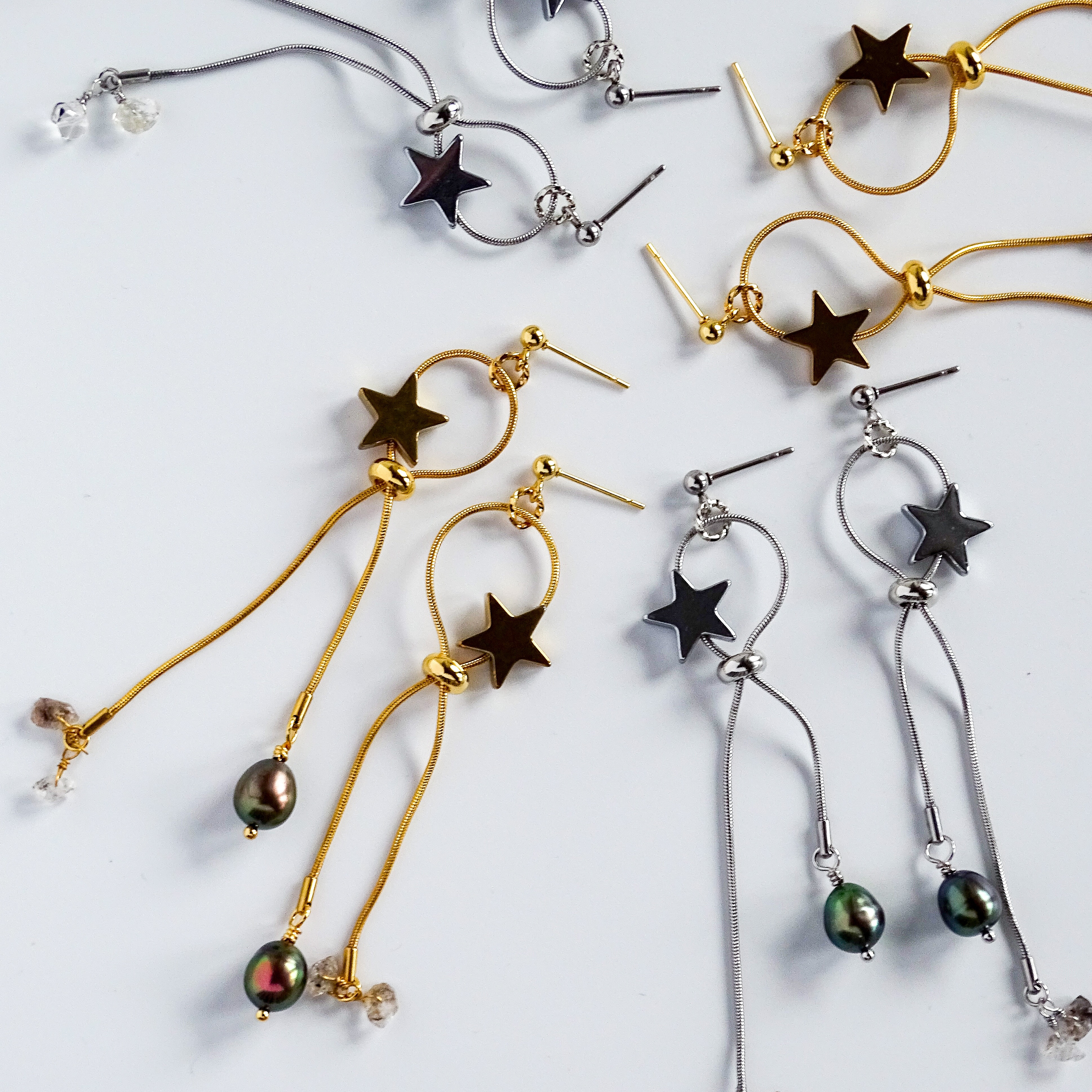 【新作 | サージカルステンレス】Éternel 〈淡水パール | ハーキマーダイヤモンド〉ピアス