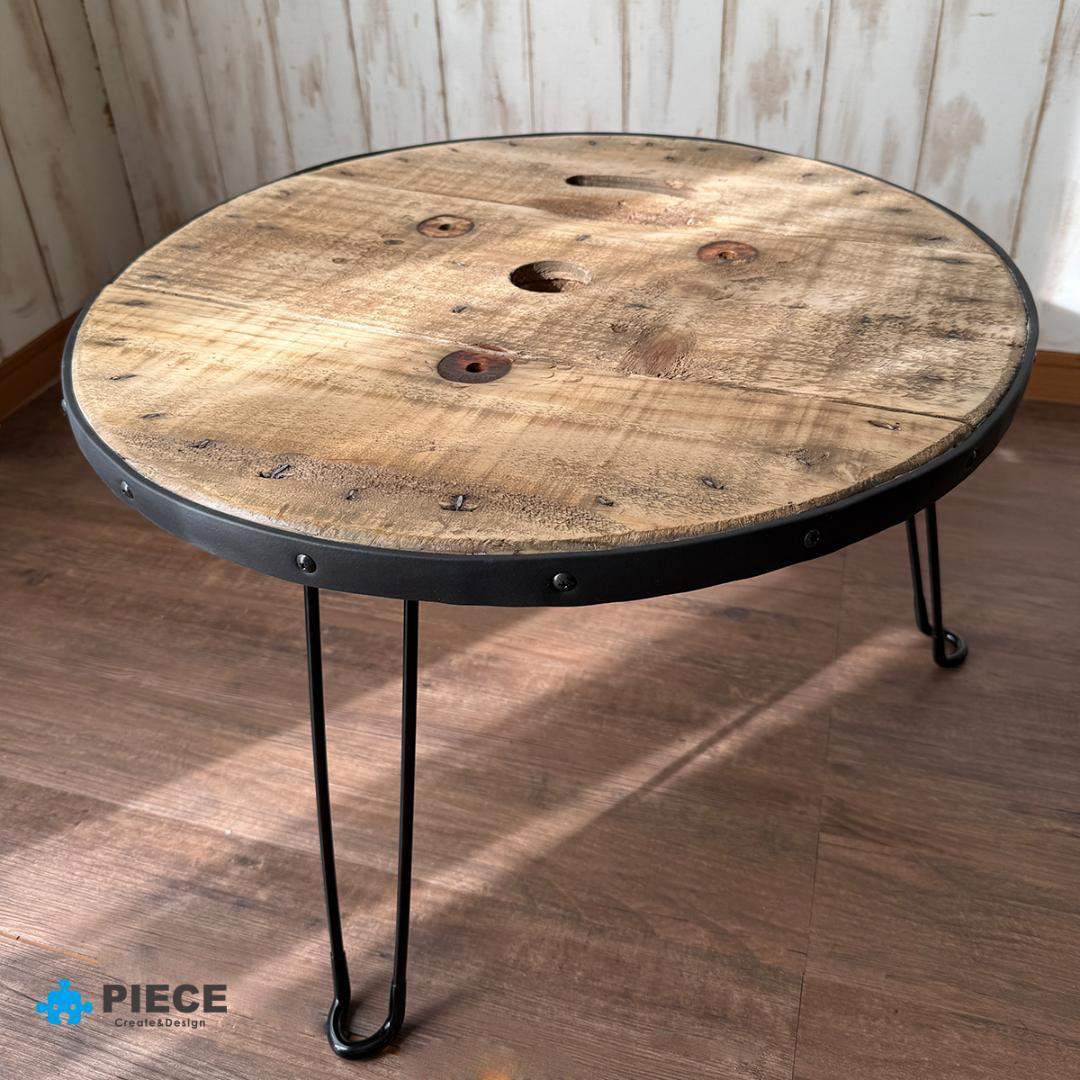 折り畳みテーブル ローテーブル 丸テーブル ちゃぶ台 木製 サイド カフェ 古材