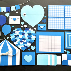 手作り仕掛けアルバム 仕掛けパーツ17点セット【赤ピンク系】 型紙