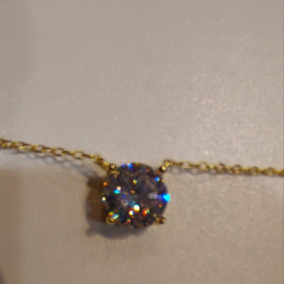 1ct モアサナイト　ラウンド 一粒　ネックレス　ゴールド　18k　ローズゴールド 5枚目の画像