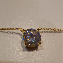 1ct モアサナイト　ラウンド 一粒　ネックレス　ゴールド　18k　ローズゴールド 7枚目の画像