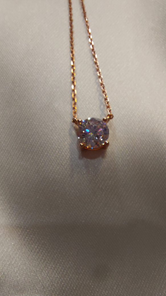 1ct モアサナイト　ラウンド 一粒　ネックレス　ゴールド　18k　ローズゴールド 13枚目の画像