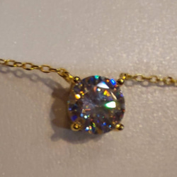 1ct モアサナイト　ラウンド 一粒　ネックレス　ゴールド　18k　ローズゴールド 1枚目の画像
