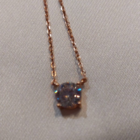 1ct モアサナイト　ラウンド 一粒　ネックレス　ゴールド　18k　ローズゴールド 15枚目の画像