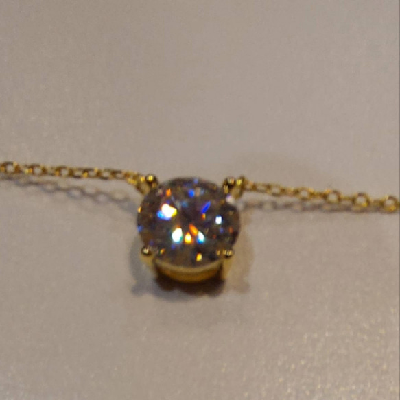 1ct モアサナイト　ラウンド 一粒　ネックレス　ゴールド　18k　ローズゴールド 6枚目の画像