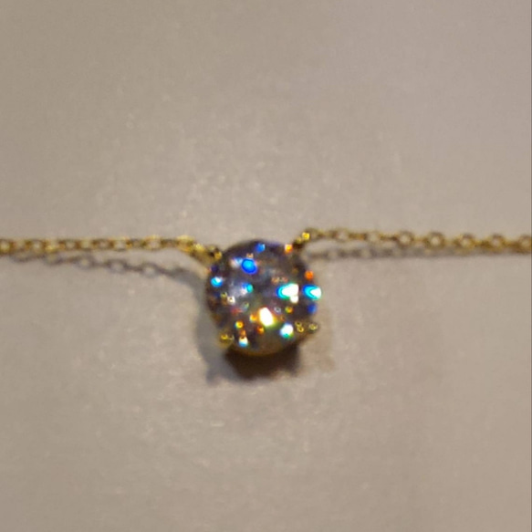 1ct モアサナイト　ラウンド 一粒　ネックレス　ゴールド　18k　ローズゴールド 9枚目の画像