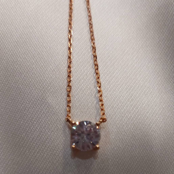 1ct モアサナイト　ラウンド 一粒　ネックレス　ゴールド　18k　ローズゴールド 11枚目の画像
