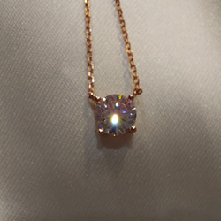 1ct モアサナイト　ラウンド 一粒　ネックレス　ゴールド　18k　ローズゴールド 12枚目の画像