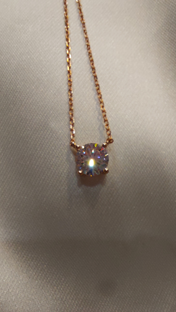 1ct モアサナイト　ラウンド 一粒　ネックレス　ゴールド　18k　ローズゴールド 12枚目の画像