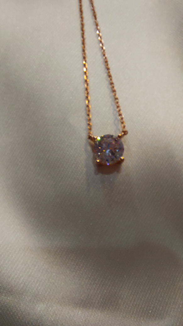 1ct モアサナイト　ラウンド 一粒　ネックレス　ゴールド　18k　ローズゴールド 14枚目の画像
