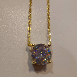 1ct モアサナイト　ラウンド 一粒　ネックレス　ゴールド　18k　ローズゴールド 4枚目の画像