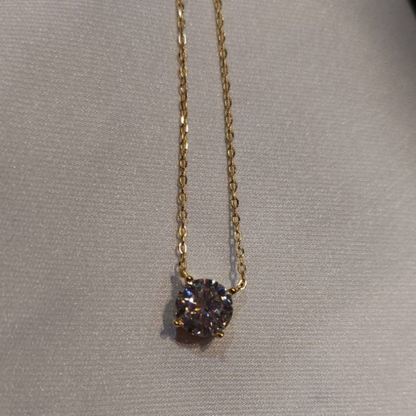 1ct モアサナイト　ラウンド 一粒　ネックレス　ゴールド　18k　ローズゴールド 20枚目の画像