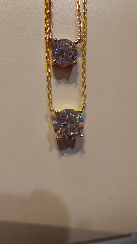 1ct モアサナイト　ラウンド 一粒　ネックレス　ゴールド　18k　ローズゴールド 8枚目の画像