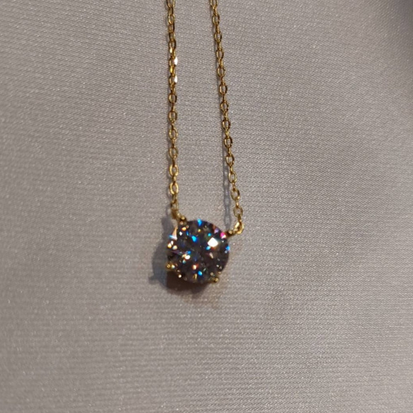 1ct モアサナイト　ラウンド 一粒　ネックレス　ゴールド　18k　ローズゴールド 18枚目の画像