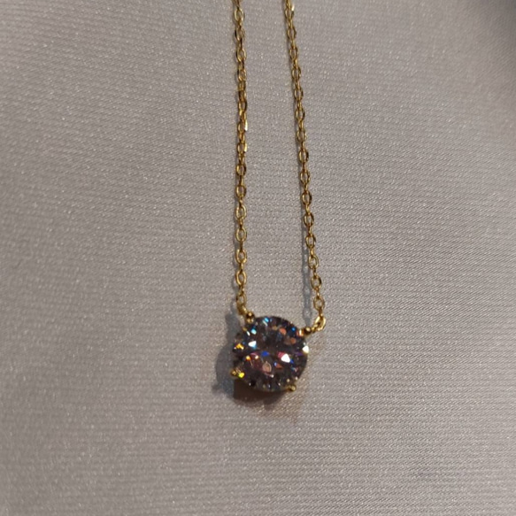 1ct モアサナイト　ラウンド 一粒　ネックレス　ゴールド　18k　ローズゴールド 17枚目の画像