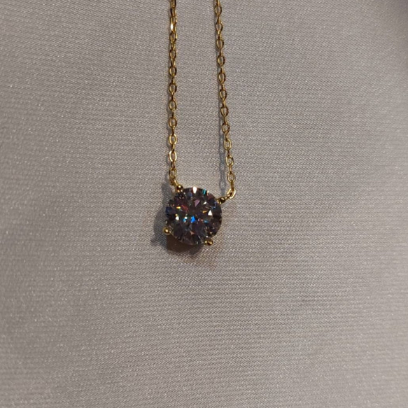 1ct モアサナイト　ラウンド 一粒　ネックレス　ゴールド　18k　ローズゴールド 19枚目の画像