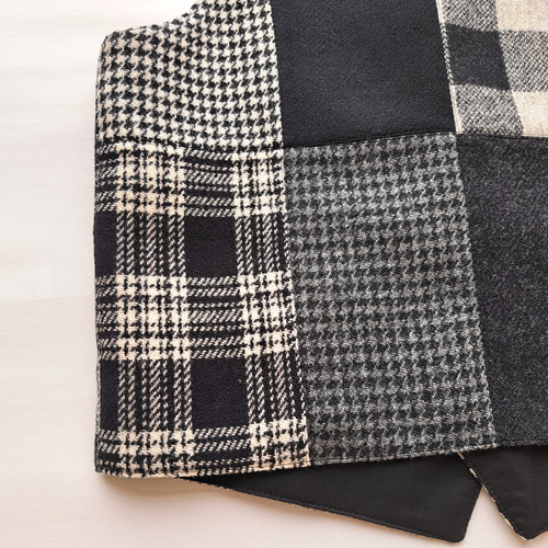 ハリスツイード パッチワーク ベスト モノトーン系 Harris Tweed