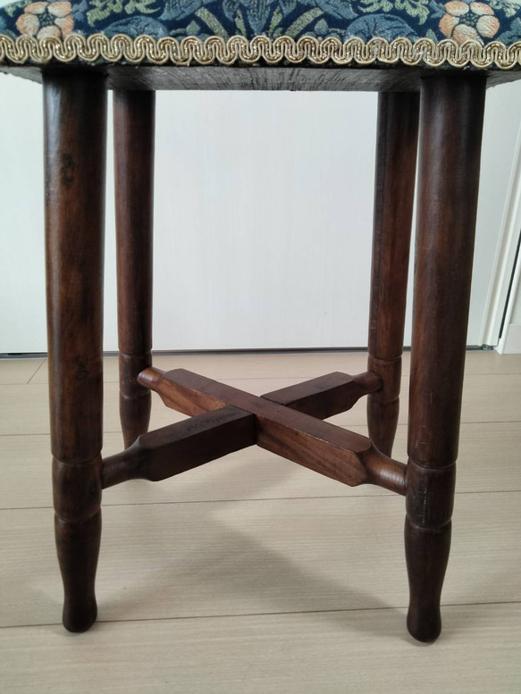 昭和スツール【張替未使用品】ウィリアムモリス・いちご泥棒 6枚目の画像