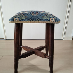 昭和スツール【張替未使用品】ウィリアムモリス・いちご泥棒 4枚目の画像