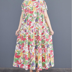 大きいサイズ レディース ロング　ワンピース　花柄　春夏 秋 新品 半袖 3枚目の画像