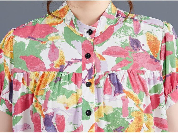 大きいサイズ レディース ロング　ワンピース　花柄　春夏 秋 新品 半袖 7枚目の画像