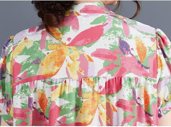 大きいサイズ レディース ロング　ワンピース　花柄　春夏 秋 新品 半袖 8枚目の画像