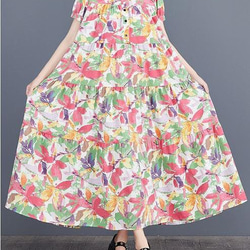 大きいサイズ レディース ロング　ワンピース　花柄　春夏 秋 新品 半袖 6枚目の画像