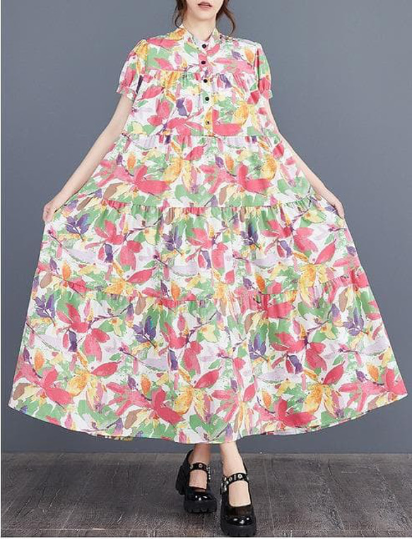 大きいサイズ レディース ロング　ワンピース　花柄　春夏 秋 新品 半袖 6枚目の画像