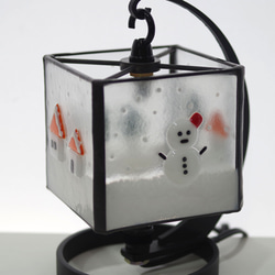 雪だるまステンドグラスランプ 5枚目の画像