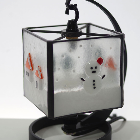 雪だるまステンドグラスランプ 5枚目の画像