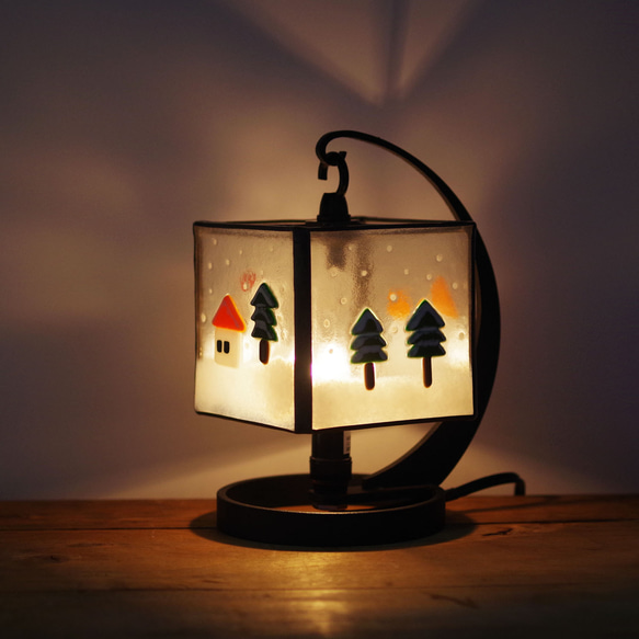 雪だるまステンドグラスランプ 4枚目の画像