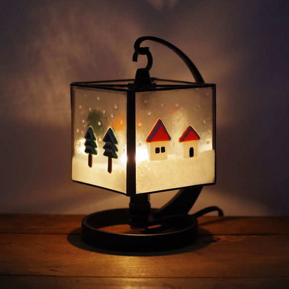 雪だるまステンドグラスランプ 3枚目の画像